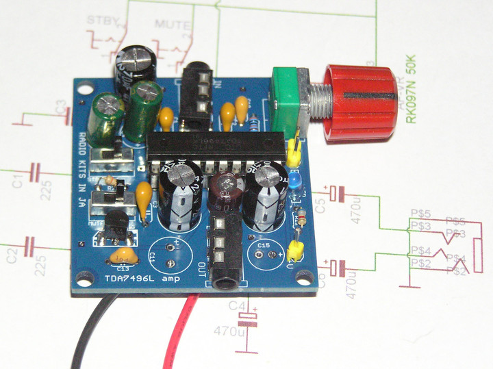 自作トランジスタアンプ RADIO KITS IN JA : TDA7496L 2ch アンプ基板。 STmicroの古典的