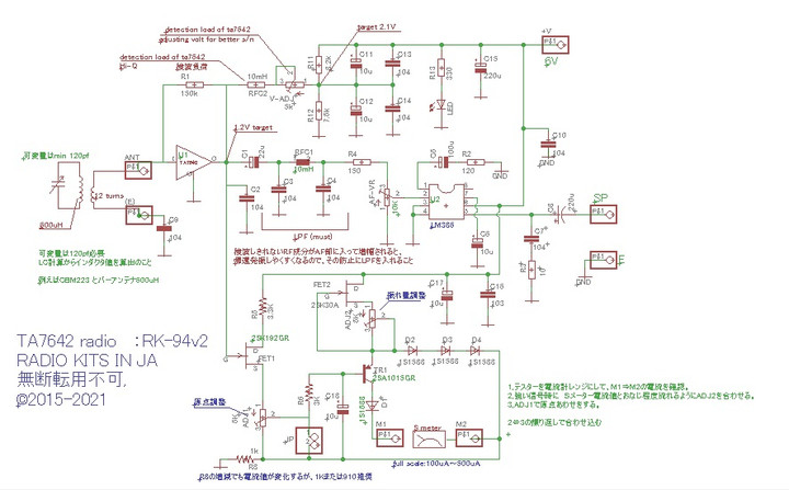 RADIO KITS IN JA : 3端子ラジオIC : TA7642でSメーターも振れる
